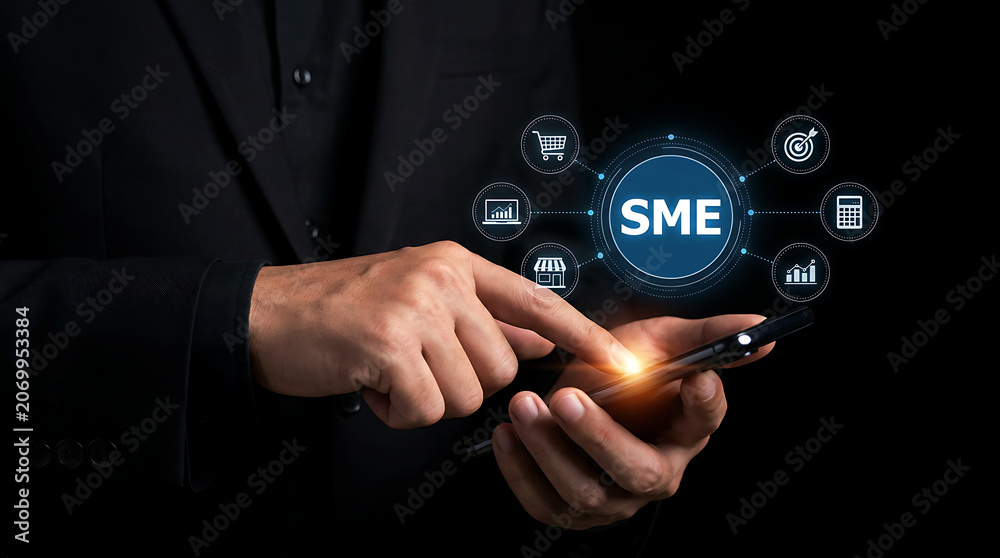 Fototapeta premium SME Mobile Business Platform Digital Growth Management and Analytics