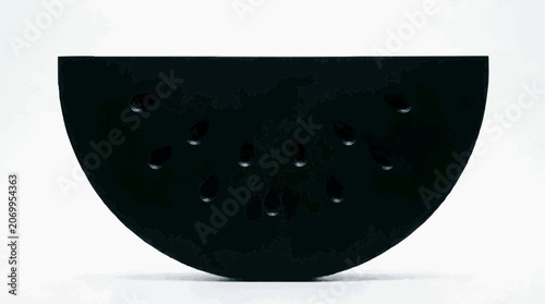 Abstract black watermelon sculpture on white background