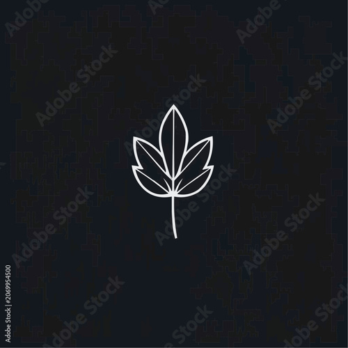 Minimalistic leaf illustration on dark background
