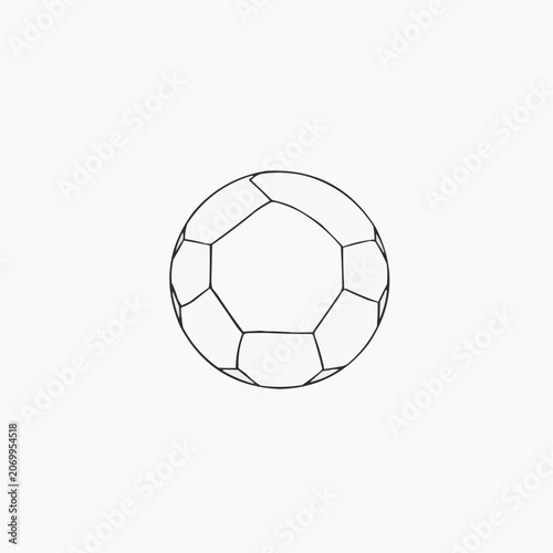 Soccer ball outline on a clean white background with minimalist design