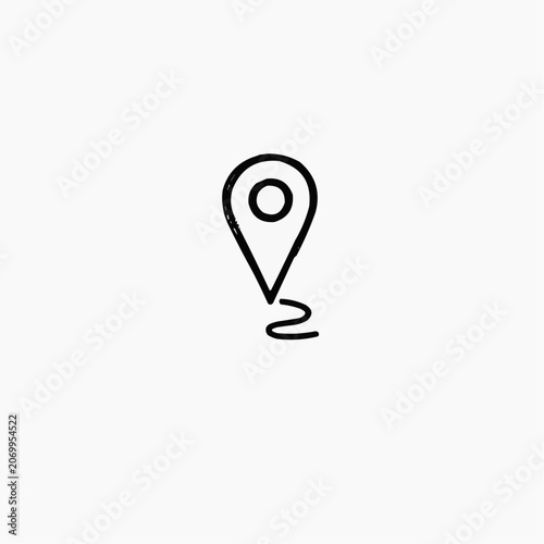 Map pin icon on a minimalist white background for location services concept