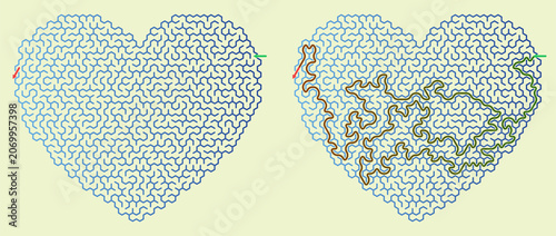 Abstract heart-shaped patterns with intricate lines and curves for artistic designs.
