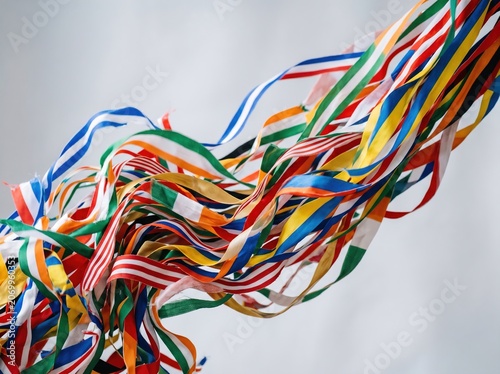 Colorful network cables tangled together on gray background