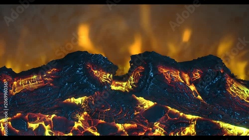 Fire and firewood burning in the fireplace