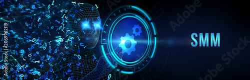 Business, Technology, Internet and network concept. SMM Social Media Marketing. 3d illustration