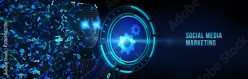 Business, Technology, Internet and network concept. SMM Social Media Marketing. 3d illustration