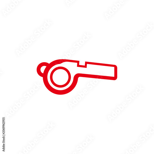 Red Outline Icon of a Sports Whistle