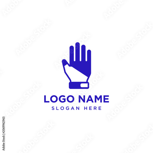 Minimalist Blue Hand Logo Design Template