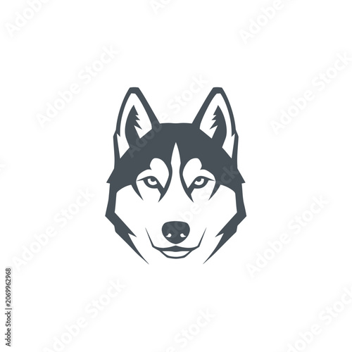 Minimalist Siberian Husky Head Vector Logo Design