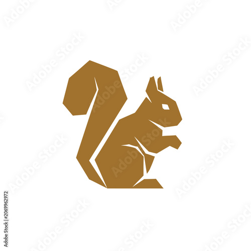 Minimalist Golden Squirrel Silhouette Icon