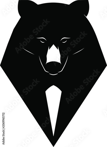 Stylized Black Bear Head with Formal Tie Design.