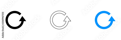 Obraz na plátne Three circular arrow icons black outline and blue representing continuous proces