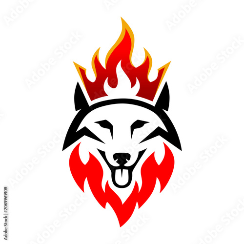 Flaming Wolf Head Logo