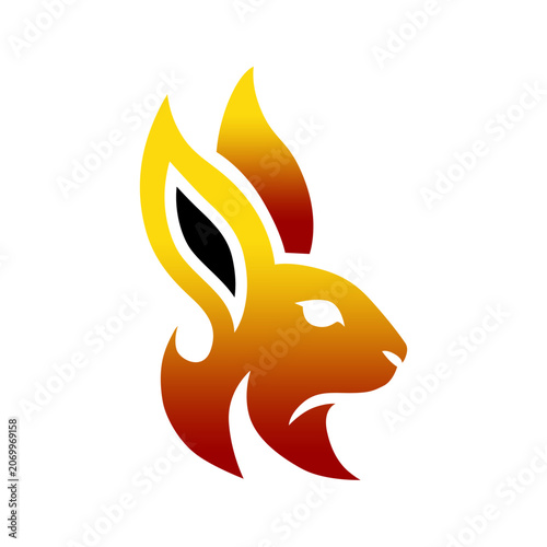 Fiery Rabbit Head Tribal Tattoo Desig