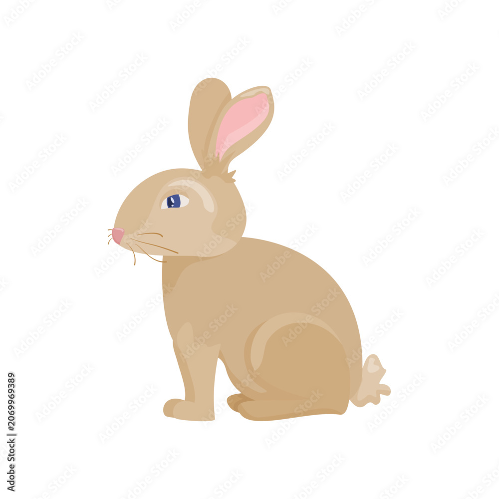 Fototapeta premium Cute Brown Rabbit Sitting Woodland Forest Animal Illustration Isolated on White Background