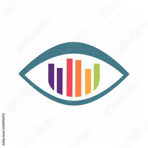 Colorful Bar Chart Eye Icon in Flat Design
