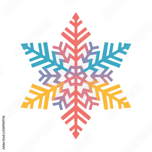 Colorful Geometric Snowflake Vector Illustration