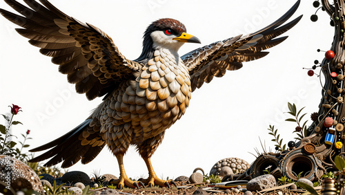 Majestic fantasy bird with outspread wings