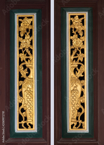 Gold Leaf Carved Wooden Panel in a Peranakan Chinese Mansion