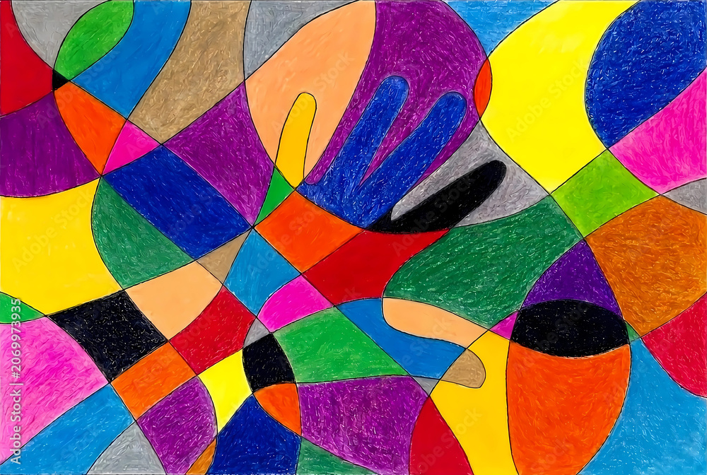 Fototapeta premium Colorful abstract geometric artwork with vibrant shapes and lines