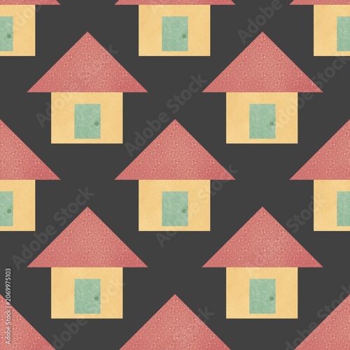 seamless pattern with colorful houses