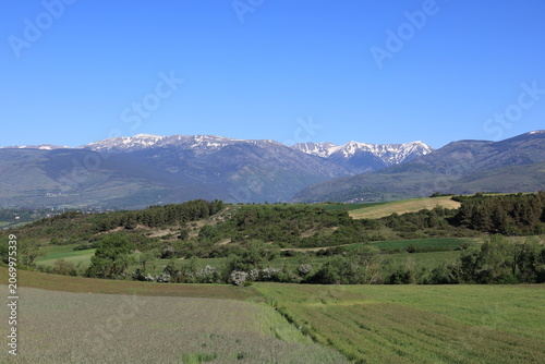Beautiful scenery on the journey with the -Yellow Train-from Villefranche-de-Conflent and Latour-de-Carol, France 