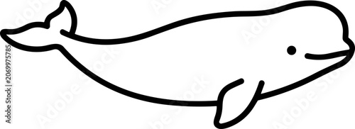 Canvastavla Minimalist Line Art Beluga Whale Illustration, Simple Ocean Mammal Drawing