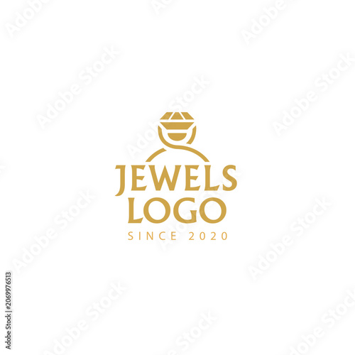 Luxury Jewelry Brand Logo Template with Elegant Diamond Icon and Premium Branding Design Vector