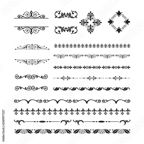 Vector Ornaments and Borders Collection with Vintage Decorative Frames and Flourish Elements