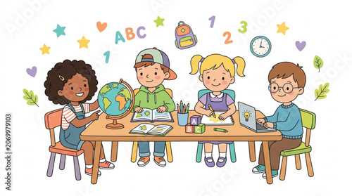 children in class room 