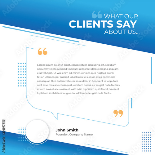 Customer Feedback and Client Review Testimonial Template with Quote Layout and Rating Design