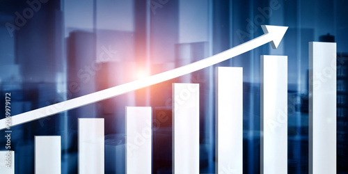 Abstract Dynamic Business Growth and Upward Financial Trend Background