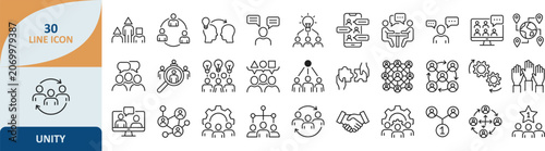Photos Community and society thin line icons for social unity and human connection with