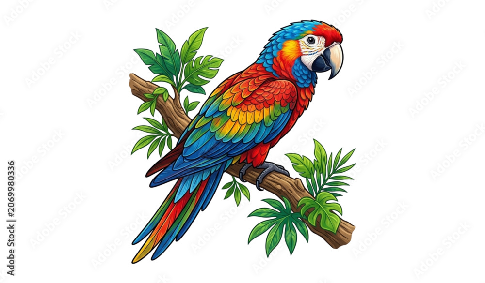 Fototapeta premium Colorful Tropical Parrot Vector Illustration
