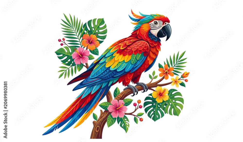 Obraz premium Bright Exotic Parrot Bird Vector Design