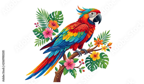 Quadro su tela Bright Exotic Parrot Bird Vector Design