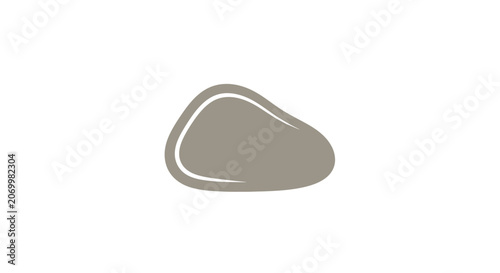 Minimalist representation of a smooth stone with a white outline against a white background