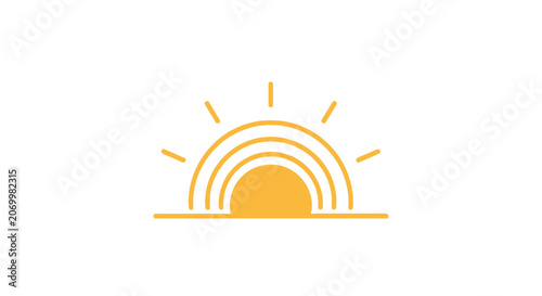 Minimalist sun icon in a flat design, great for web or print branding applications