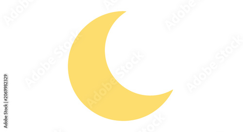 Minimalist yellow crescent moon on a white backdrop for a serene and simple design