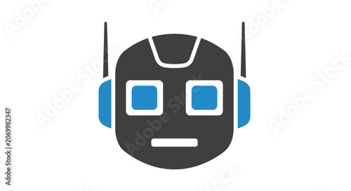 Minimalistic robot head design, abstract modern concept for artificial intelligence and technology