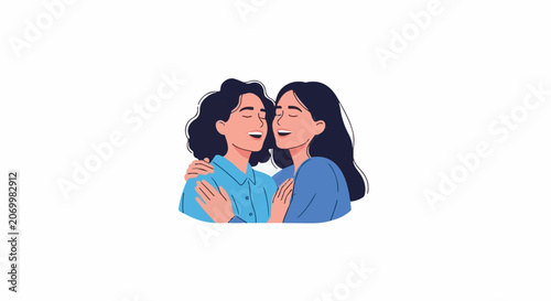 Two women embracing and smiling