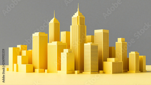 Gleaming Golden Cityscape A Modern Abstract Representation of Urban Architecture and Wealth