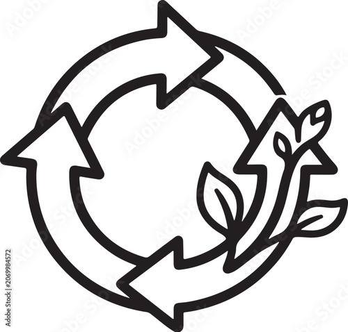 Circular Economy and Environmental Recycling Process Line Icon
