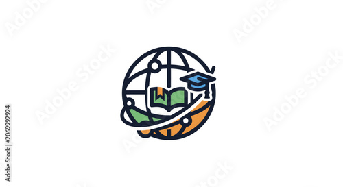 Global Education Concept: Icon Depicting Worldwide Learning and Academic Pursuits