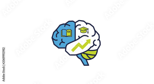 Illustration depicting brain with education, growth and knowledge, perfect for learning