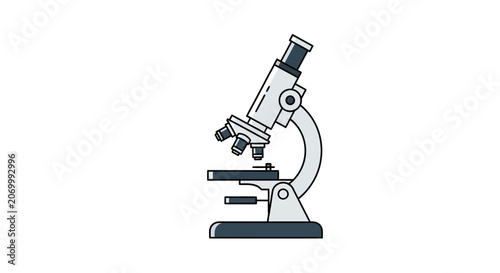 Illustration of a scientific microscope for laboratory, research and study purposes
