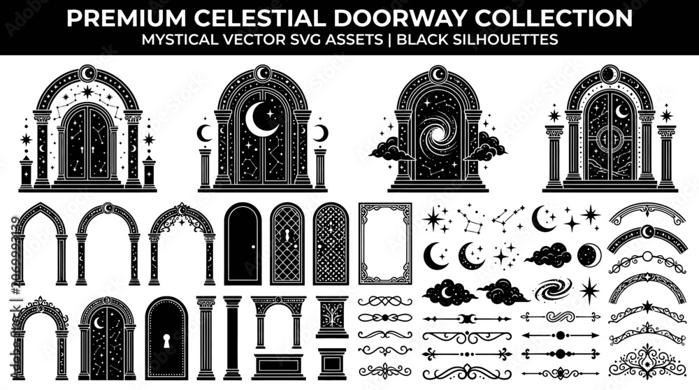 Obraz premium Premium Celestial Doorway Vector Graphics.