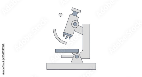Simplified Illustration of a Microscope on a White Background for Science and Education