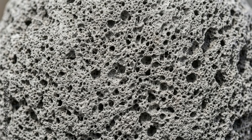 Close up texture of grey porous volcanic pumice stone surface, natural igneous rock background for spa skincare exfoliation and industrial filtration concepts