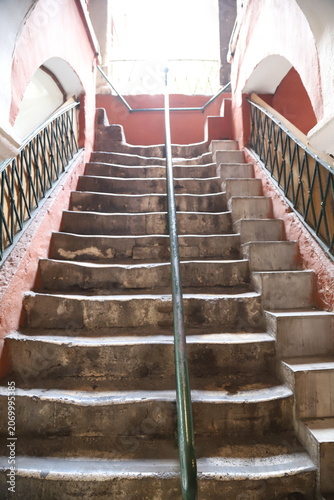 Fotografie A stone staircase structure worn down over time
